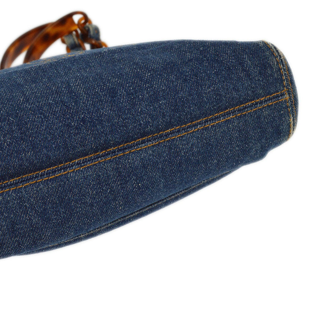 Chanel Vintage Resin Chain Tote Denim Blue Denim_Jeans Tote Bag Bag (Pre-Owned)