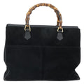 Gucci Bamboo Tote Bag Suede Black Suede Tote Bag Bag (Pre-Owned)