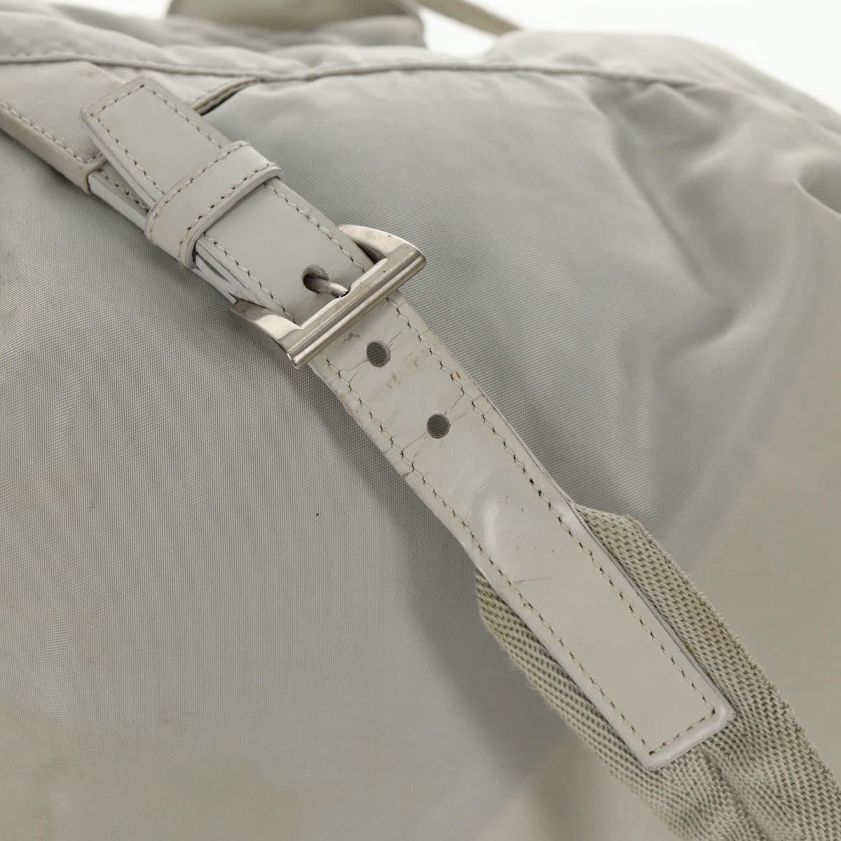 Prada Double Pocket Backpack Chain Shoulder Bag Re-Nylon Gray Nylon Backpack Bag (Pre-Owned)