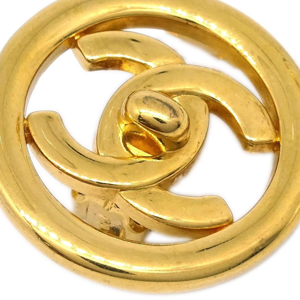 Chanel Cc Round Earrings Metal Gold Gold_Plated Earrings Jewelry (Pre-Owned)