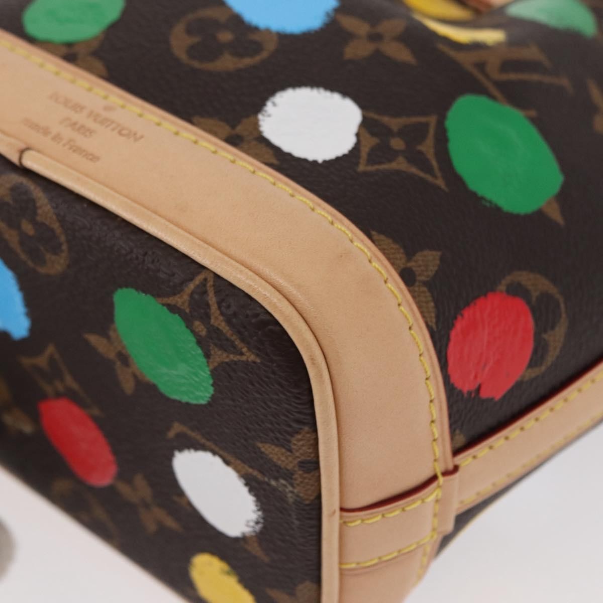 Louis Vuitton Noe Handbag Yayoi Kusama Painted Dots Monogram Canvas Brown Canvas Handbag (Pre-Owned)
