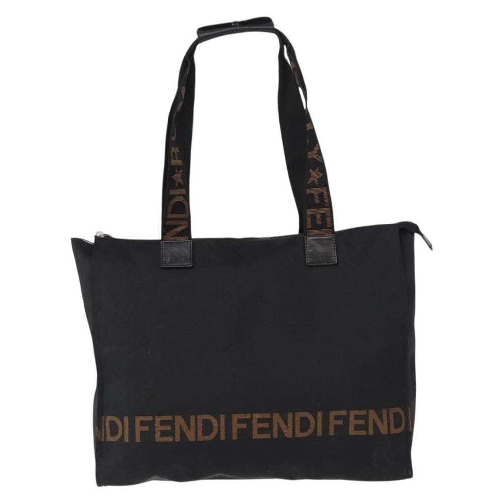 Fendi Vintage Convertible Logo Weekender Nylon Black Nylon Tote Bag Bag (Pre-Owned)