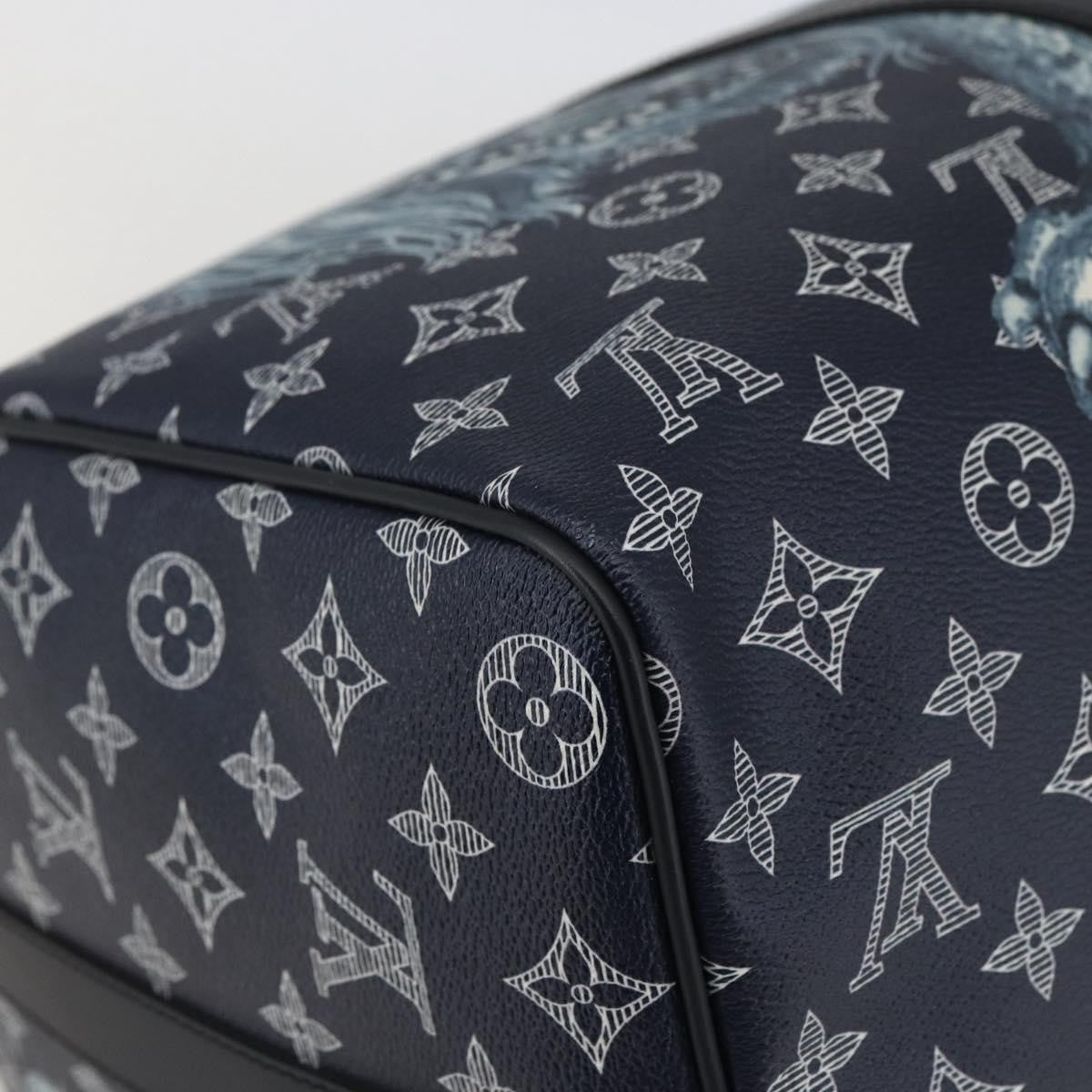 Louis Vuitton Keepall Bandouliere Bag Limited Edition Chapman Savane Monogram Canvas Navy Canvas Travel Bag Bag (Pre-Owned)