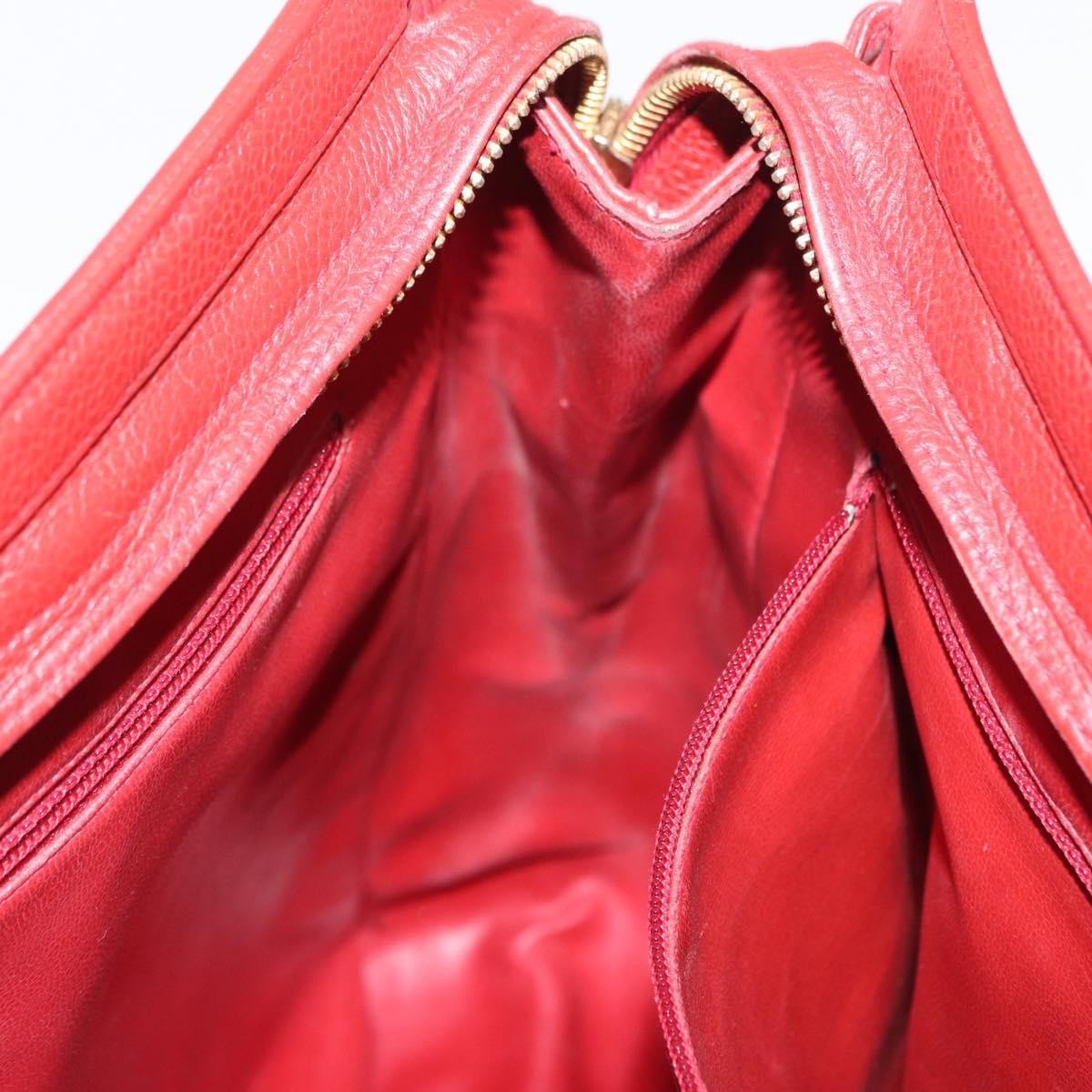 Chanel Vintage Metal Cc Shoulder Bag Caviar Red Leather Shoulder Bag Bag (Pre-Owned)