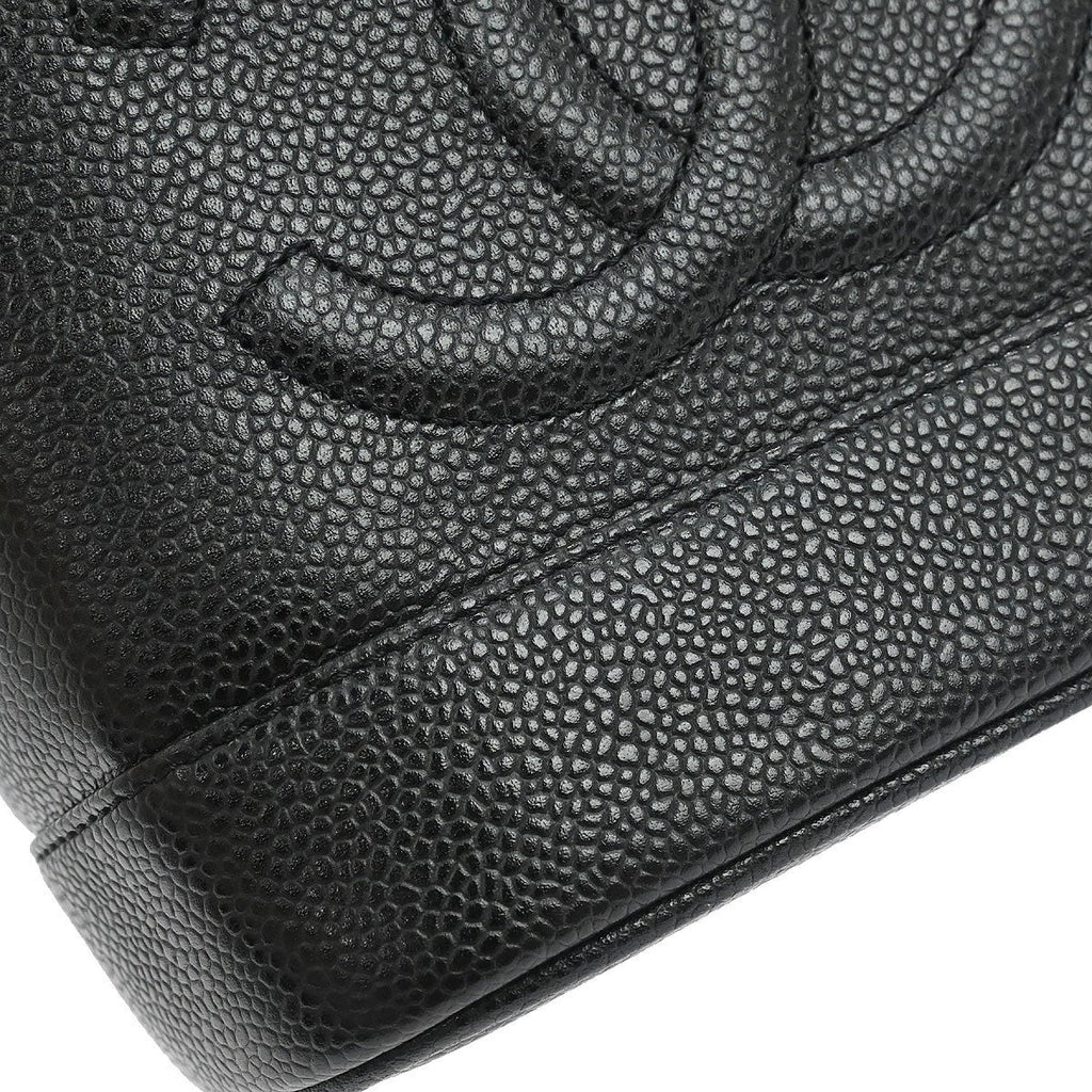 Chanel Vintage Timeless Cosmetic Case Caviar Black Leather Handbag (Pre-Owned)