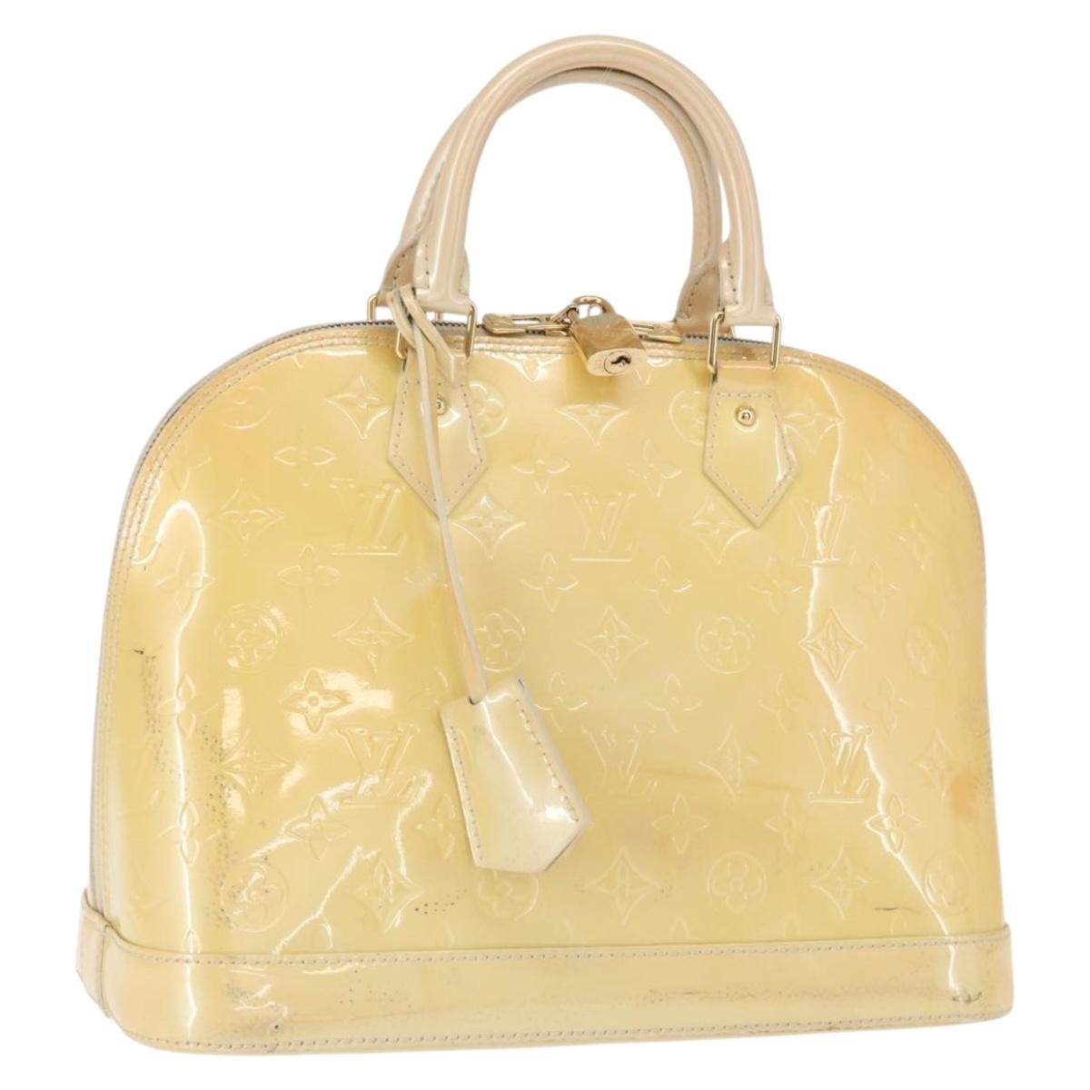 Louis Vuitton Alma Handbag Monogram Vernis Beige Patent_Leather Handbag (Pre-Owned)