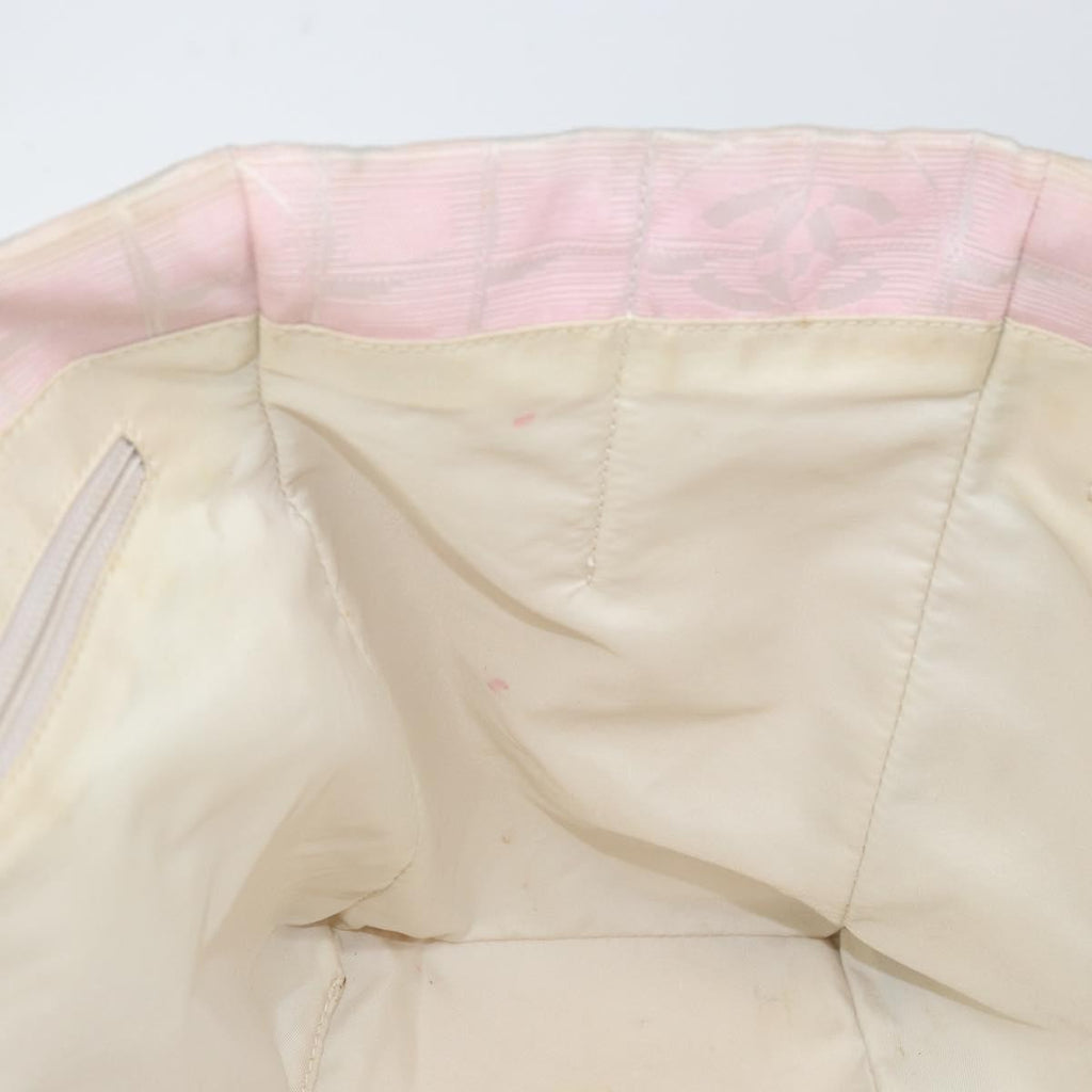Chanel Travel Line Tote Nylon Pink Nylon Bag (Pre-Owned)