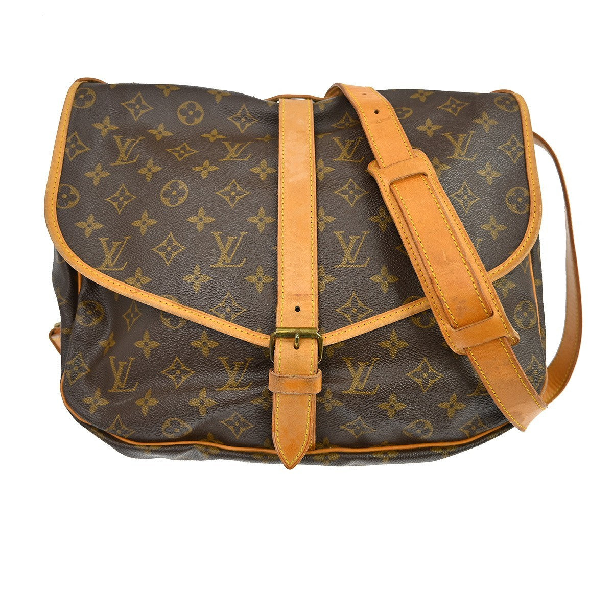 Louis Vuitton Saumur Handbag Monogram Canvas Brown Canvas Shoulder Bag Bag (Pre-Owned)