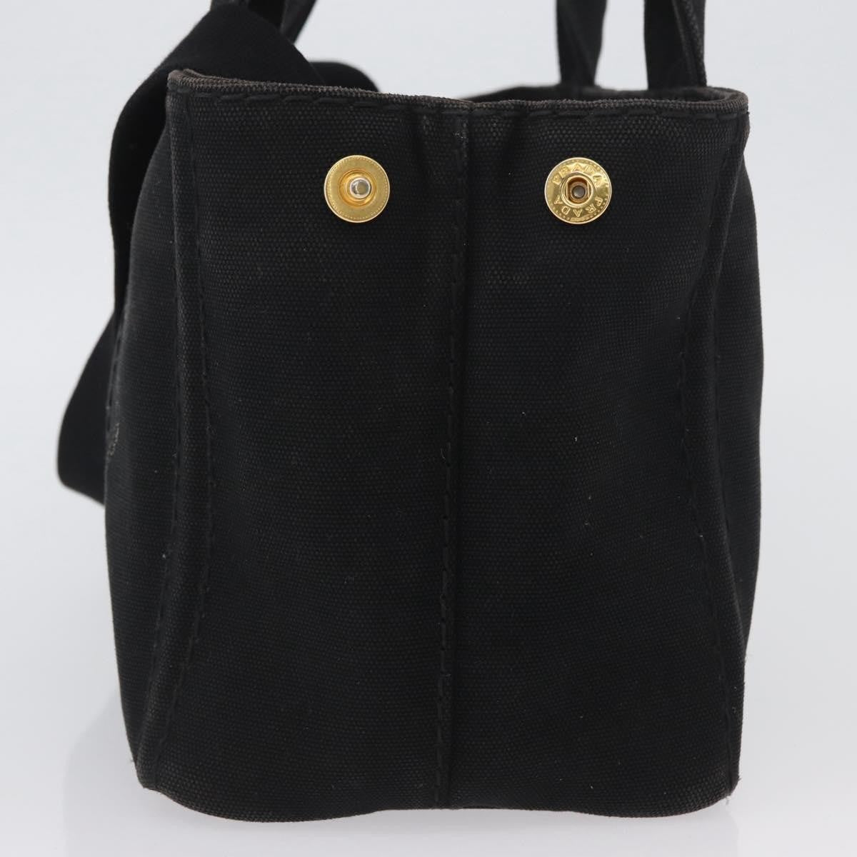 Prada Canapa Tote Canvas Black Canvas Tote Bag Bag (Pre-Owned)