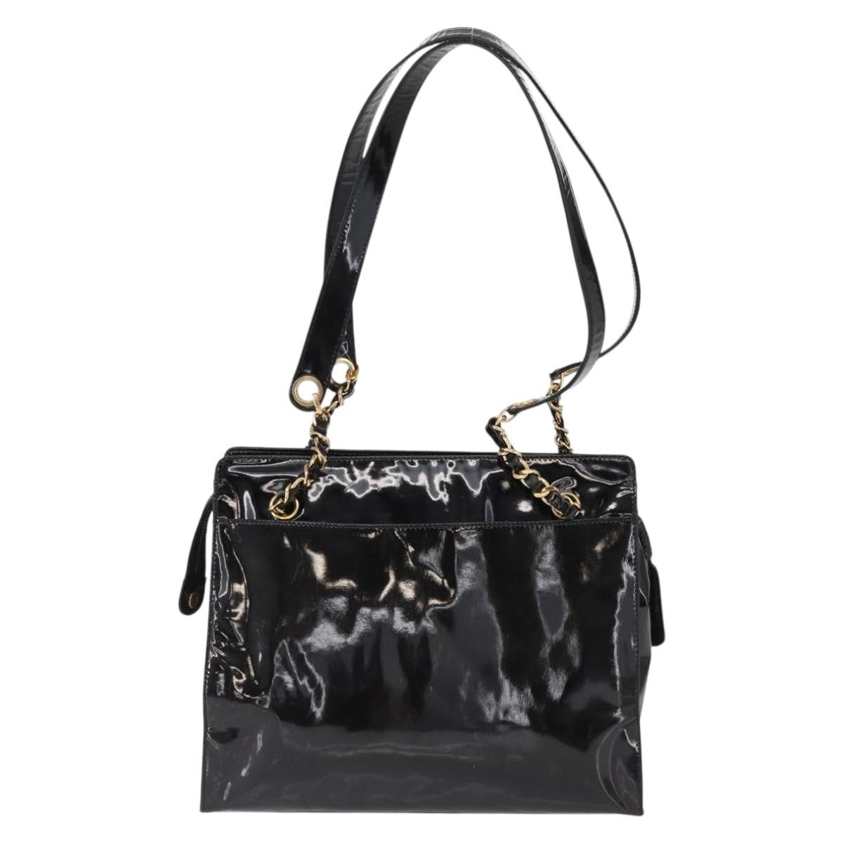 Chanel Vintage Timeless Chain Shoulder Bag Patent Black Patent_Leather Shoulder Bag Bag (Pre-Owned)