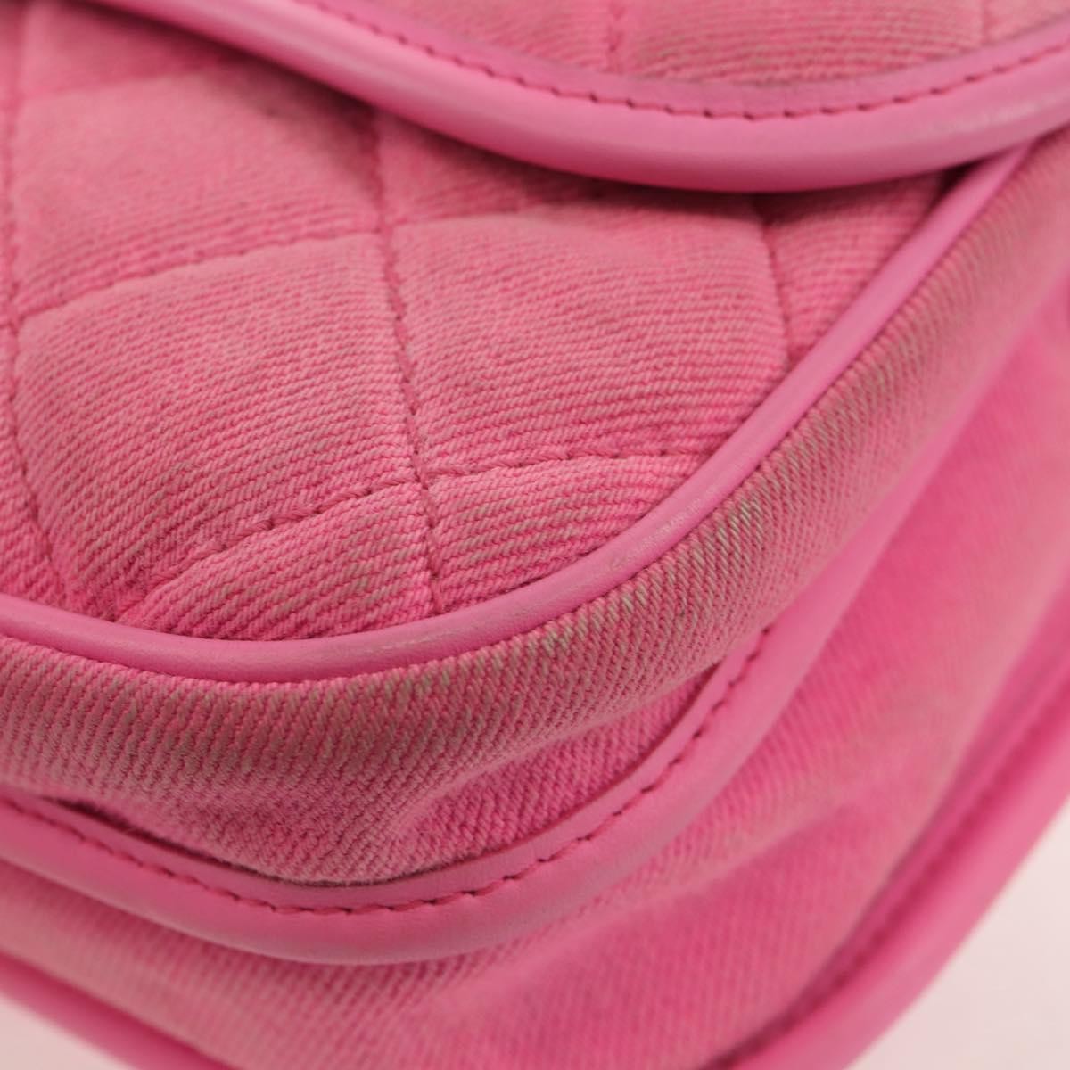 Chanel Flap Messenger Bag Quilted Denim Pink Canvas Shoulder Bag Bag (Pre-Owned)