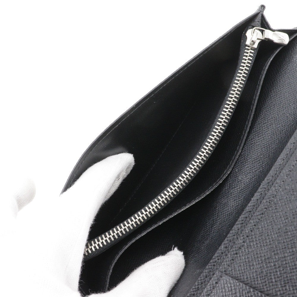 Louis Vuitton Brazza Long Bifold Wallet Taiga Leather Black Leather Wallets Accessory (Pre-Owned)