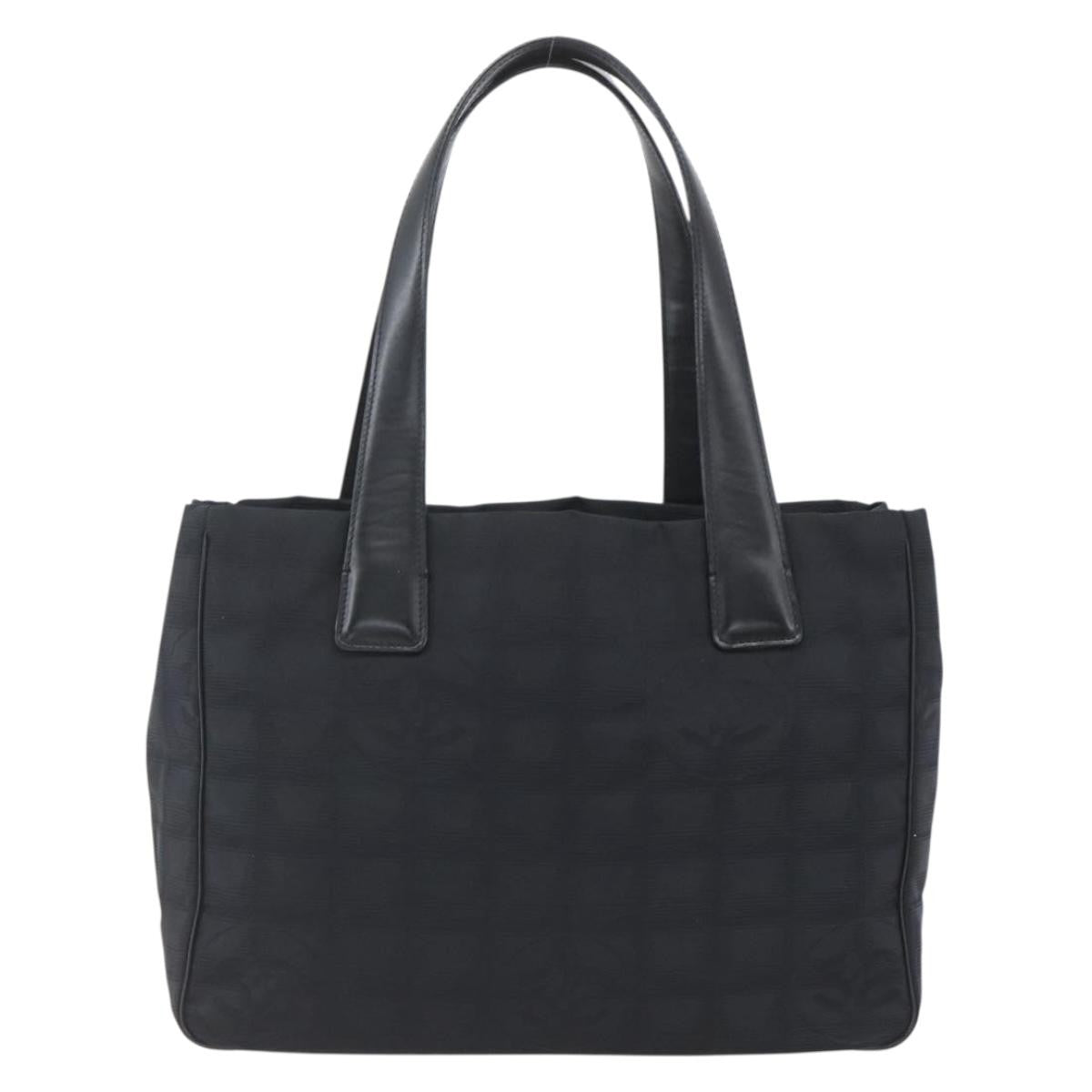 Chanel Travel Line Tote Nylon Black Nylon Tote Bag Bag (Pre-Owned)