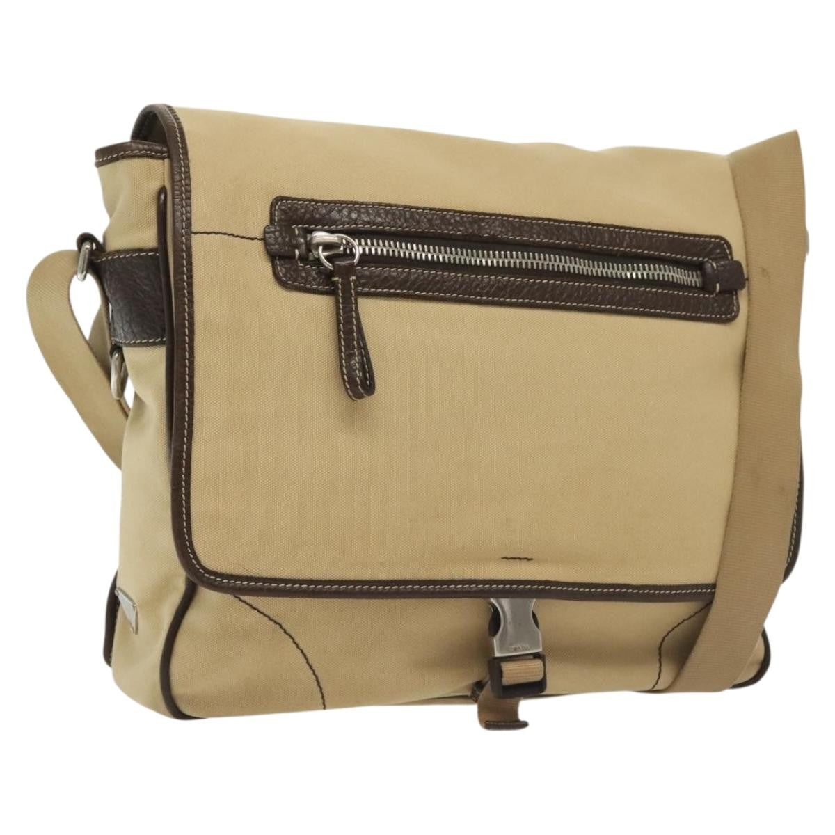 Prada Vintage Shoulder Bag Canvas Beige Canvas Shoulder Bag Bag (Pre-Owned)