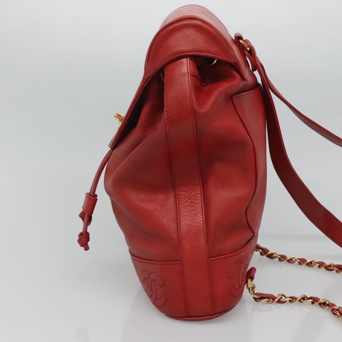 Chanel Vintage Backpack Caviar Red Leather Backpack Bag (Pre-Owned)