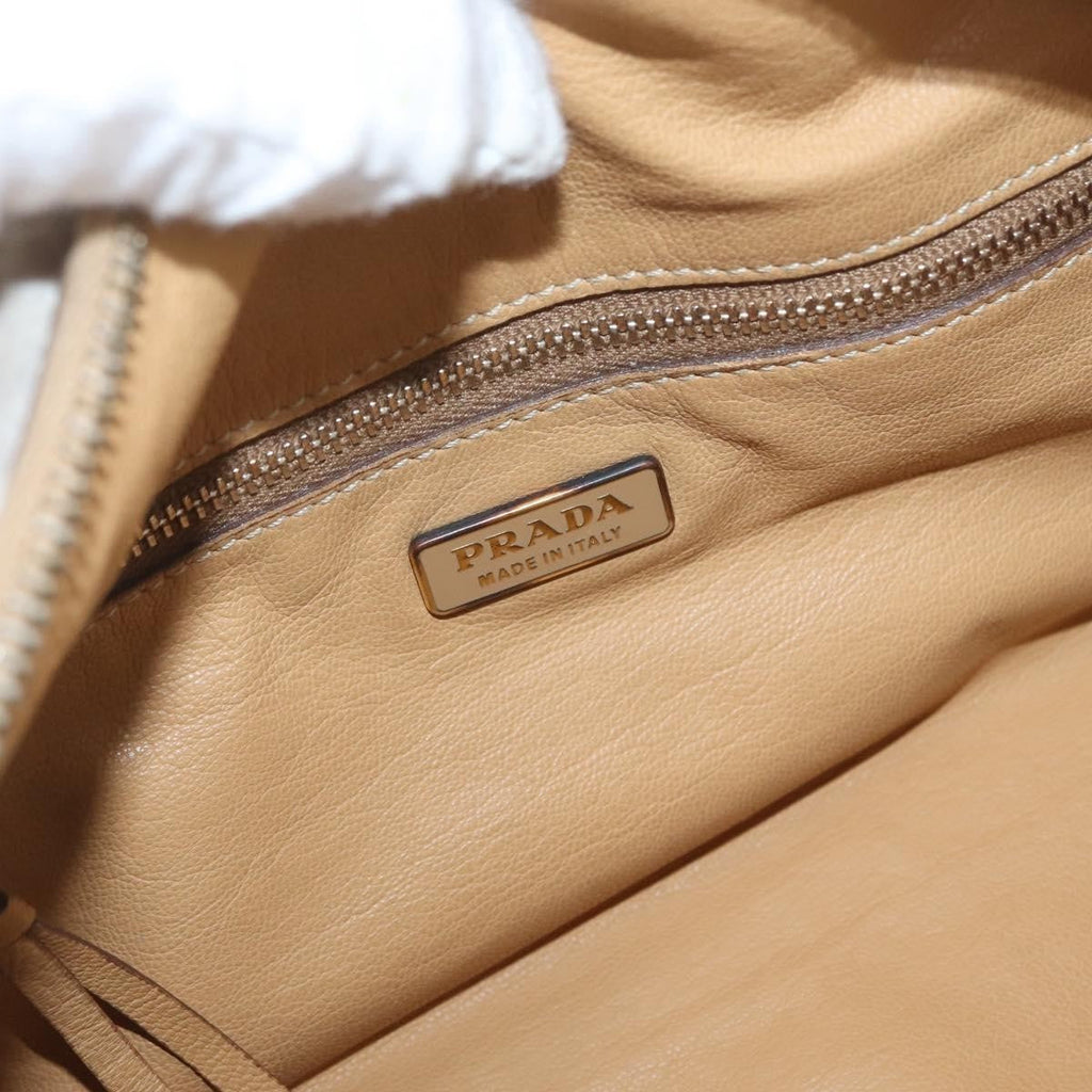 Prada Vintage Shoulder Bag Leather Brown Leather Shoulder Bag Bag (Pre-Owned)