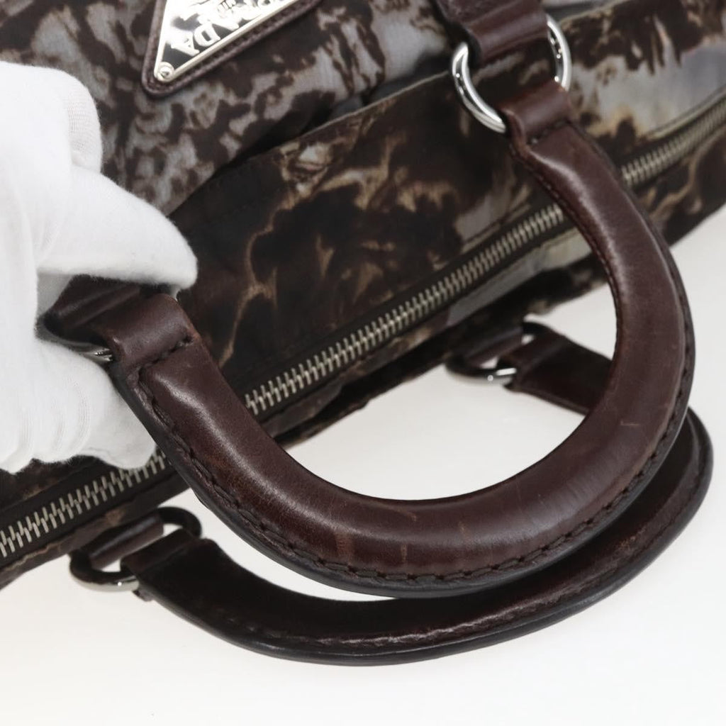 Prada Convertible Tote Printed Tessuto Brown Nylon Tote Bag Bag (Pre-Owned)
