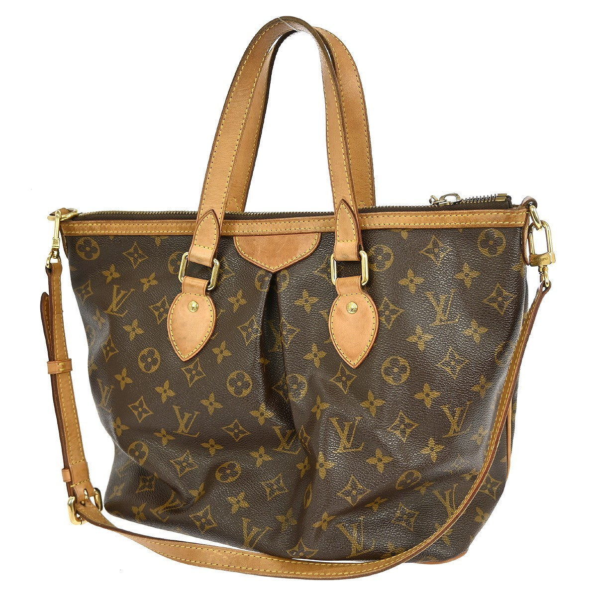 Louis Vuitton Palermo Handbag Monogram Canvas Brown Canvas Tote Bag Bag (Pre-Owned)