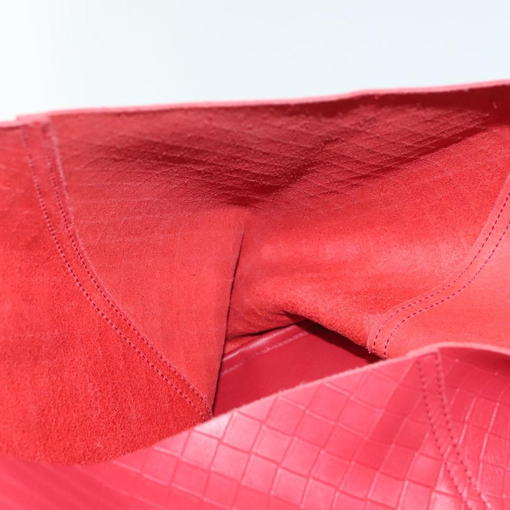 Bottega Veneta Intrecciomirage Tote Leather Red Leather Tote Bag Bag (Pre-Owned)