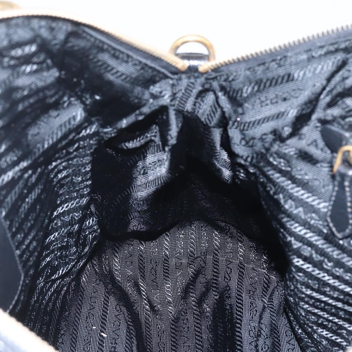 Prada Waves Hobo Leather And Tessuto Black Leather Handbag (Pre-Owned)