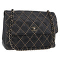 Chanel Chanel Matelassé Cuir Noir Black Leather Black Leather Handbag (Pre-Owned)