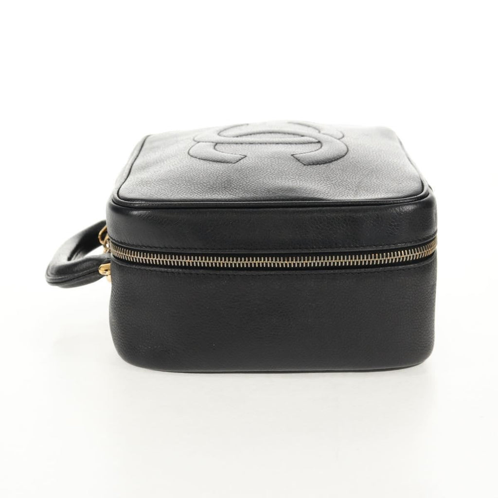 Chanel Vintage Timeless Zip Around Vanity Case Caviar Black Leather Clutche & Pouche Bag (Pre-Owned)