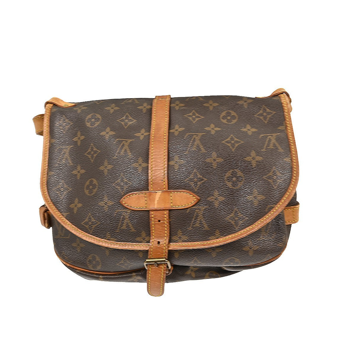 Louis Vuitton Saumur Handbag Monogram Canvas Brown Canvas Shoulder Bag Bag (Pre-Owned)