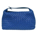 Bottega Veneta Intrecciato Handbag Leather Blue Leather Handbag (Pre-Owned)