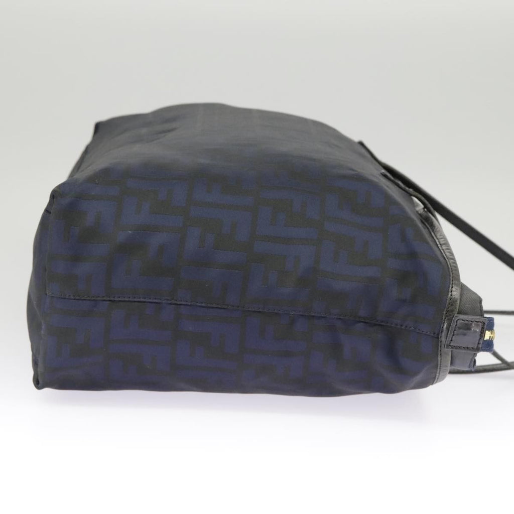Fendi Zucca Tote Bag Ff Motif Navy Canvas Tote Bag Bag (Pre-Owned)