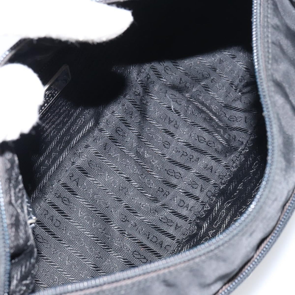 Prada Front Zip Messenger Bag Tessuto Black Nylon Shoulder Bag Bag (Pre-Owned)