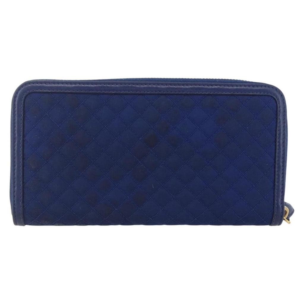 Prada Zip Around Organizer Wallet Saffiano Leather With Applique Blue Leather Wallets Accessory (Pre-Owned)