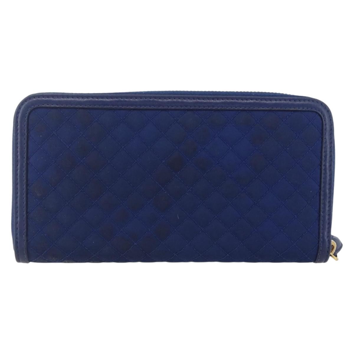 Prada Zip Around Organizer Wallet Saffiano Leather With Applique Blue Leather Wallets Accessory (Pre-Owned)