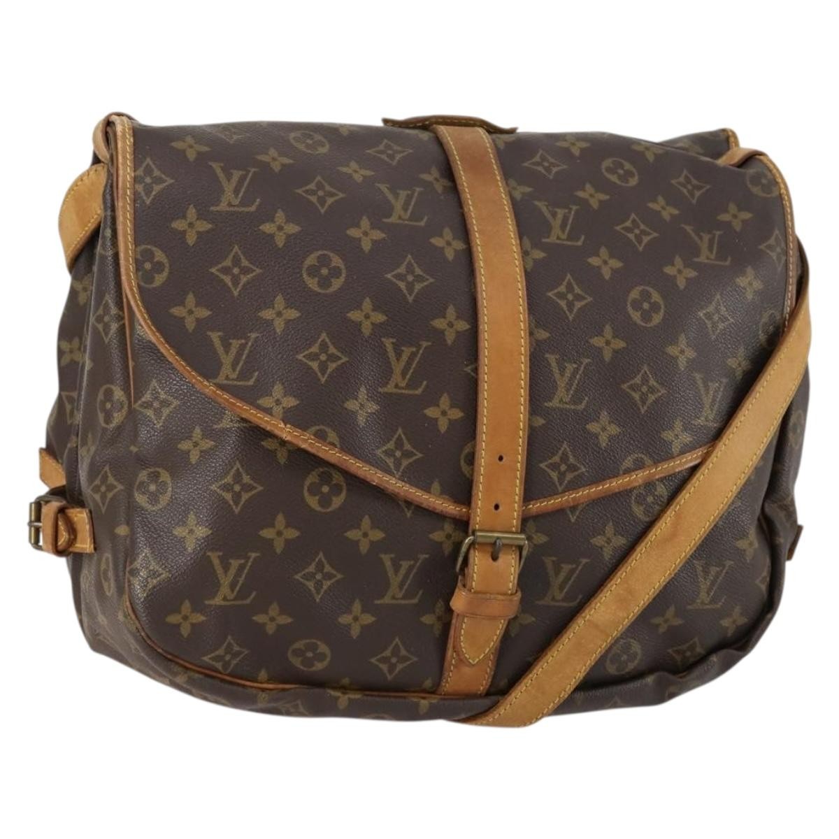 Louis Vuitton Saumur Handbag Monogram Canvas Brown Canvas Shoulder Bag Bag (Pre-Owned)