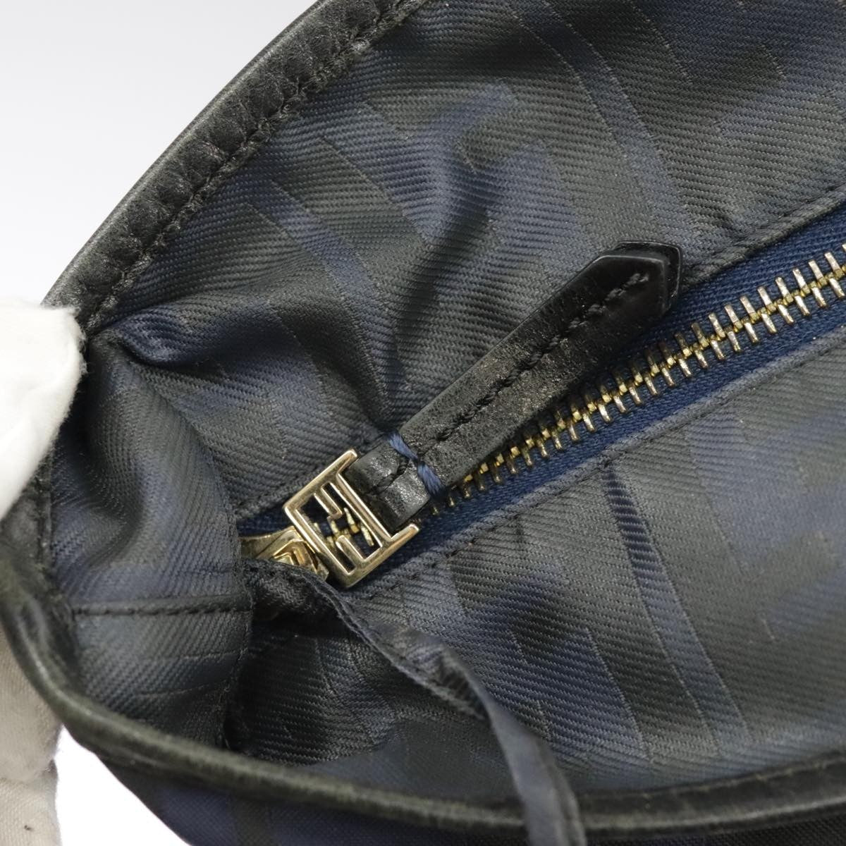 Fendi Zucca Tote Bag Ff Motif Navy Canvas Tote Bag Bag (Pre-Owned)