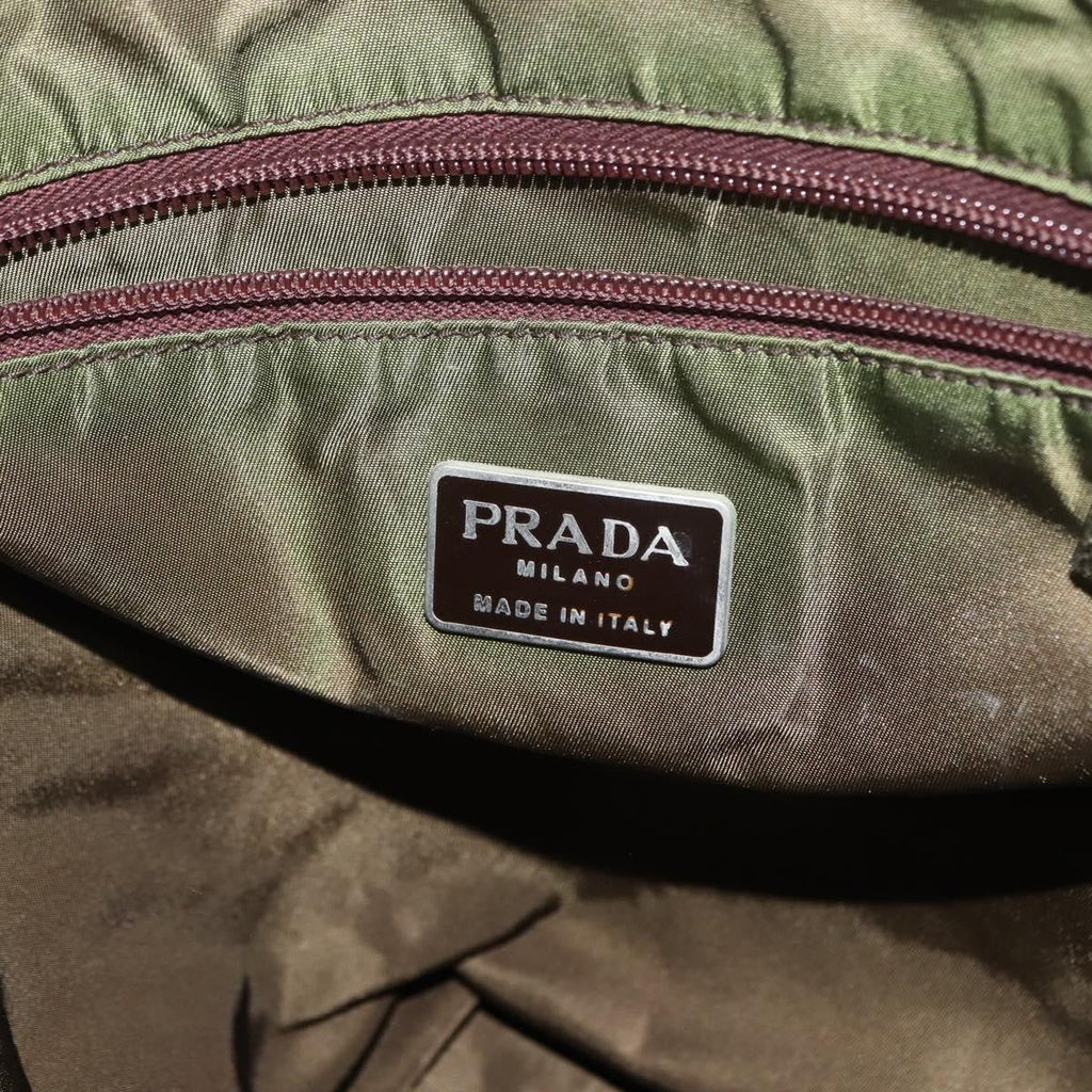 Prada Resin Handle Tote Tessuto Khaki Nylon Tote Bag Bag (Pre-Owned)