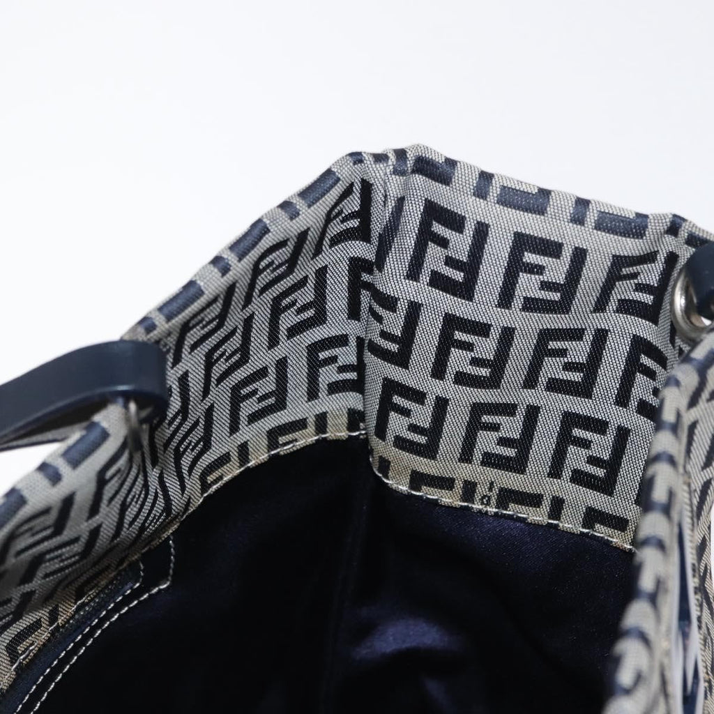 Fendi Shopping Tote Zucchino Canvas Navy Canvas Tote Bag Bag (Pre-Owned)