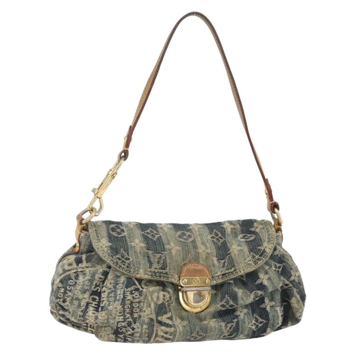 Louis Vuitton Pleaty Raye Handbag Striped Monogram Denim Blue Denim_Jeans Shoulder Bag Bag (Pre-Owned)