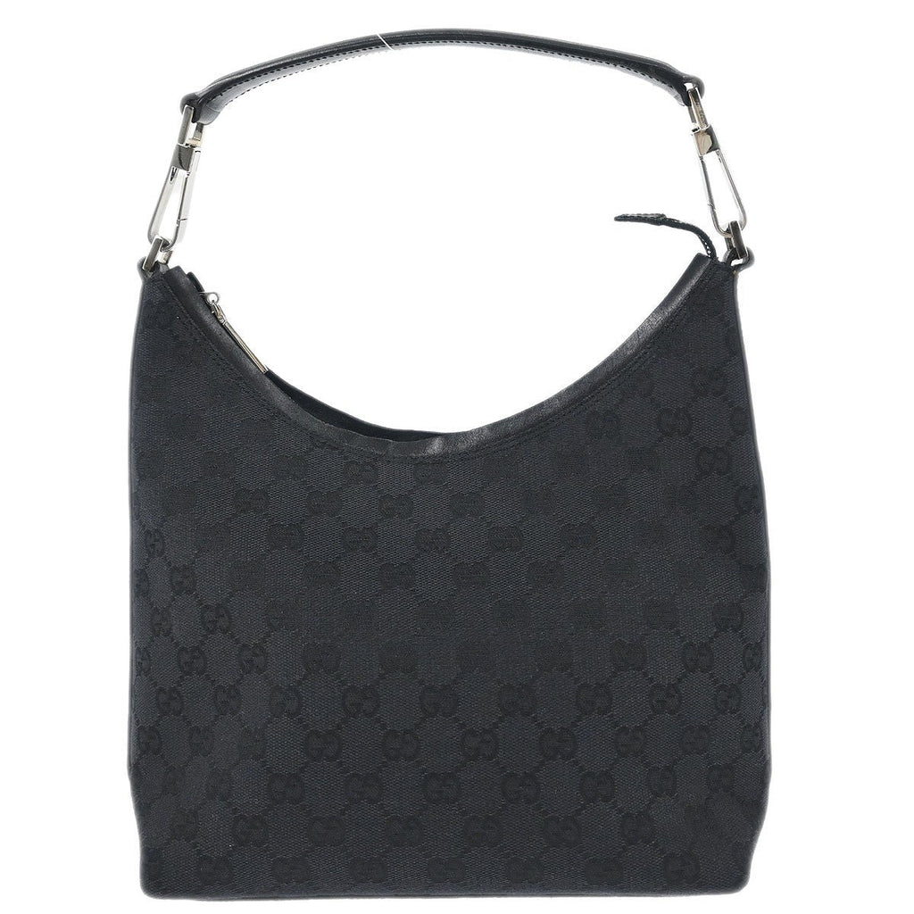 Gucci Vintage Clasp Handle Hobo Gg Canvas Black Canvas Shoulder Bag Bag (Pre-Owned)