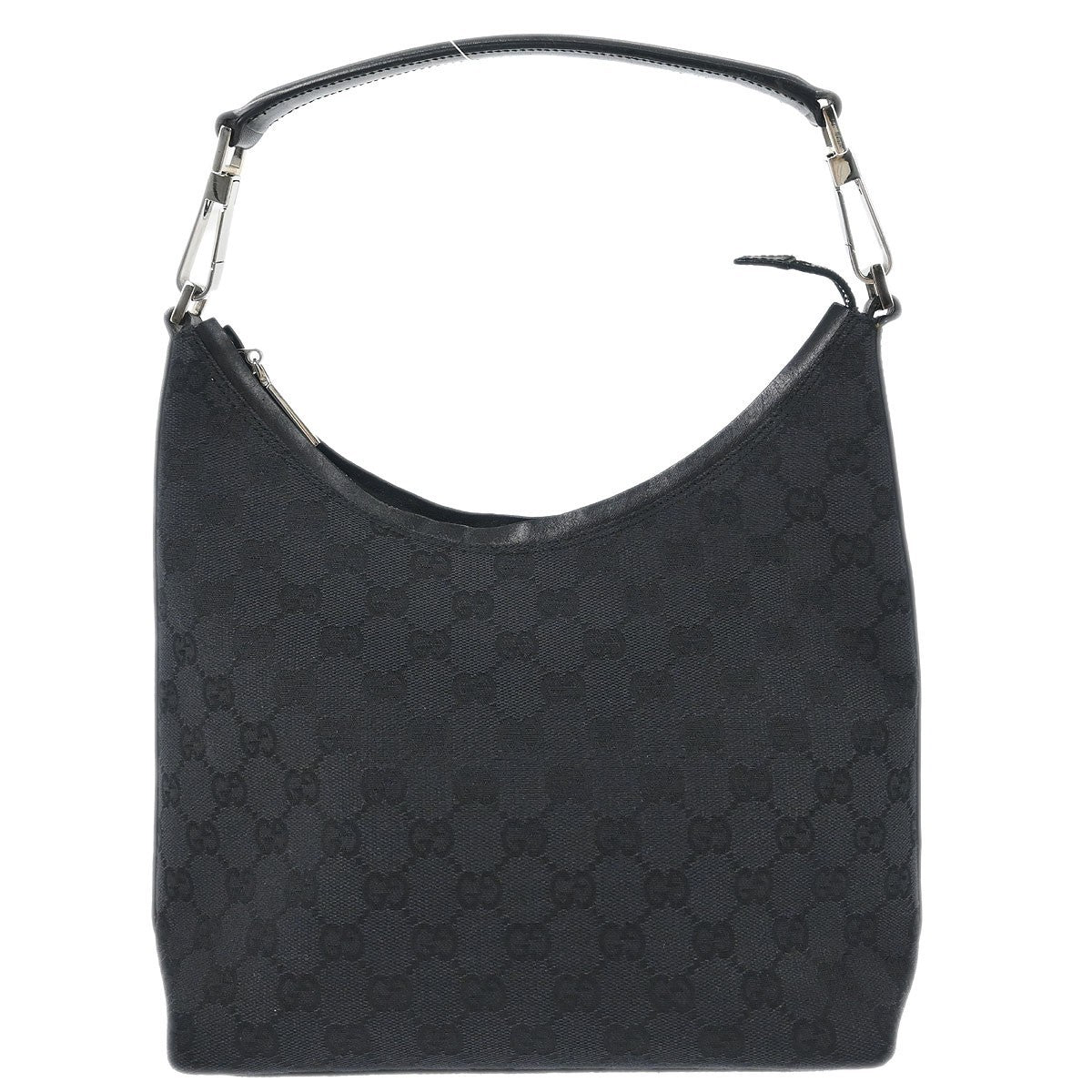 Gucci Vintage Clasp Handle Hobo Gg Canvas Black Canvas Shoulder Bag Bag (Pre-Owned)