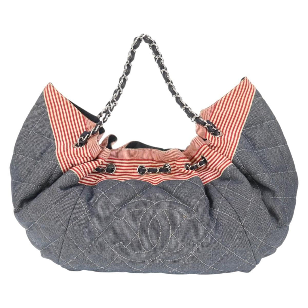 Chanel Stretch Spirit Cabas Quilted Denim Blue Denim_Jeans Bag (Pre-Owned)