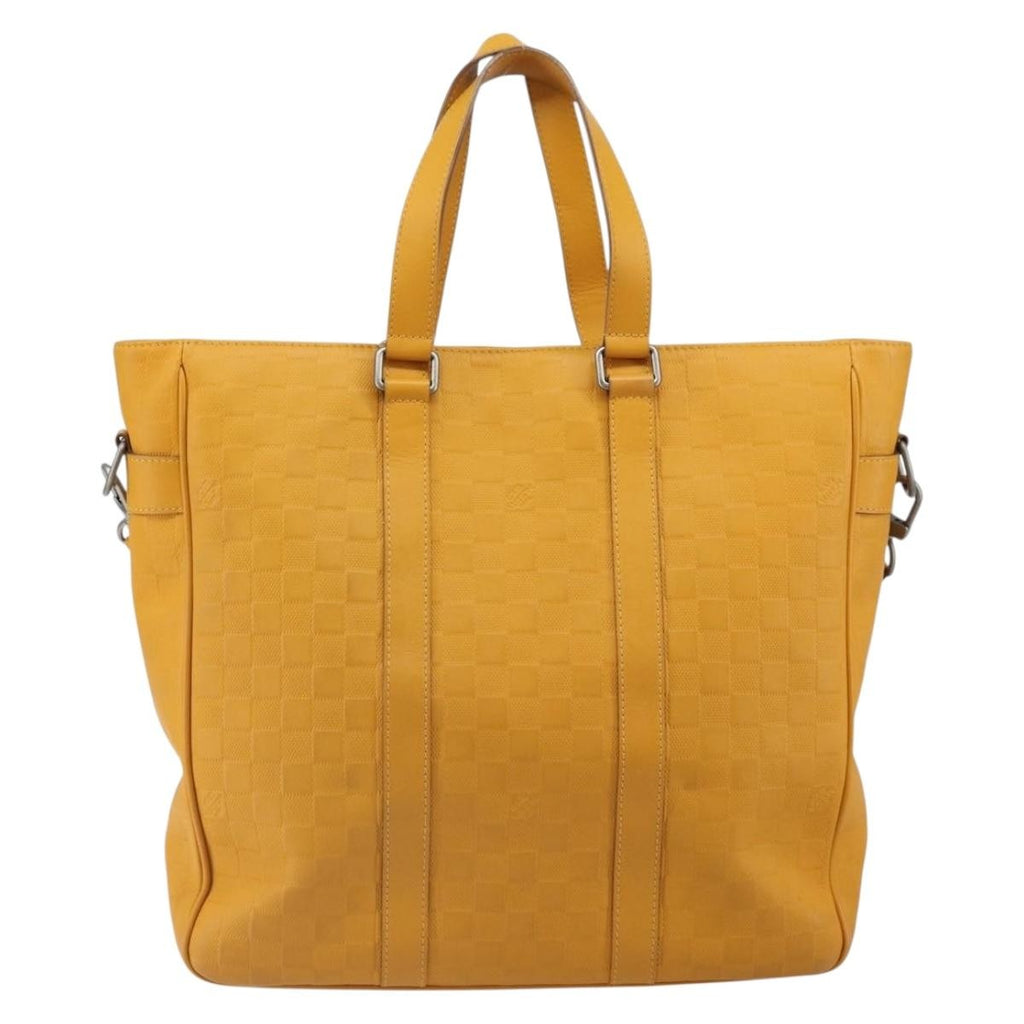 Louis Vuitton Tadao Handbag Damier Infini Leather Yellow Leather Handbag (Pre-Owned)