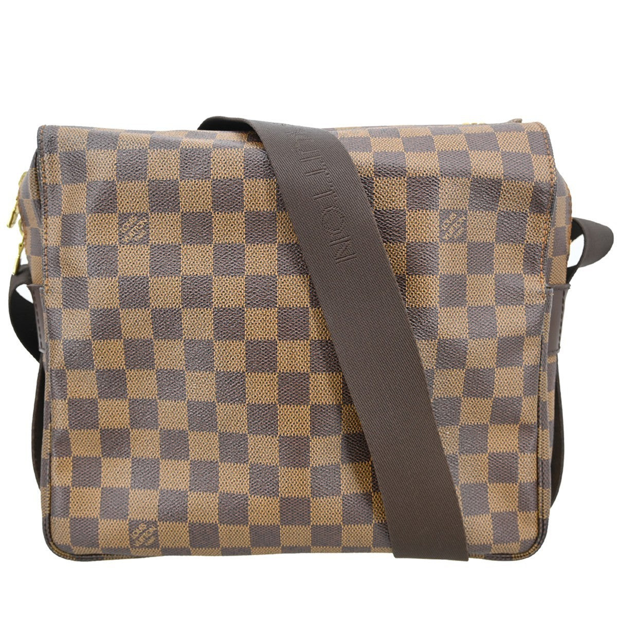 Louis Vuitton Naviglio Handbag Damier Brown Canvas Shoulder Bag Bag (Pre-Owned)