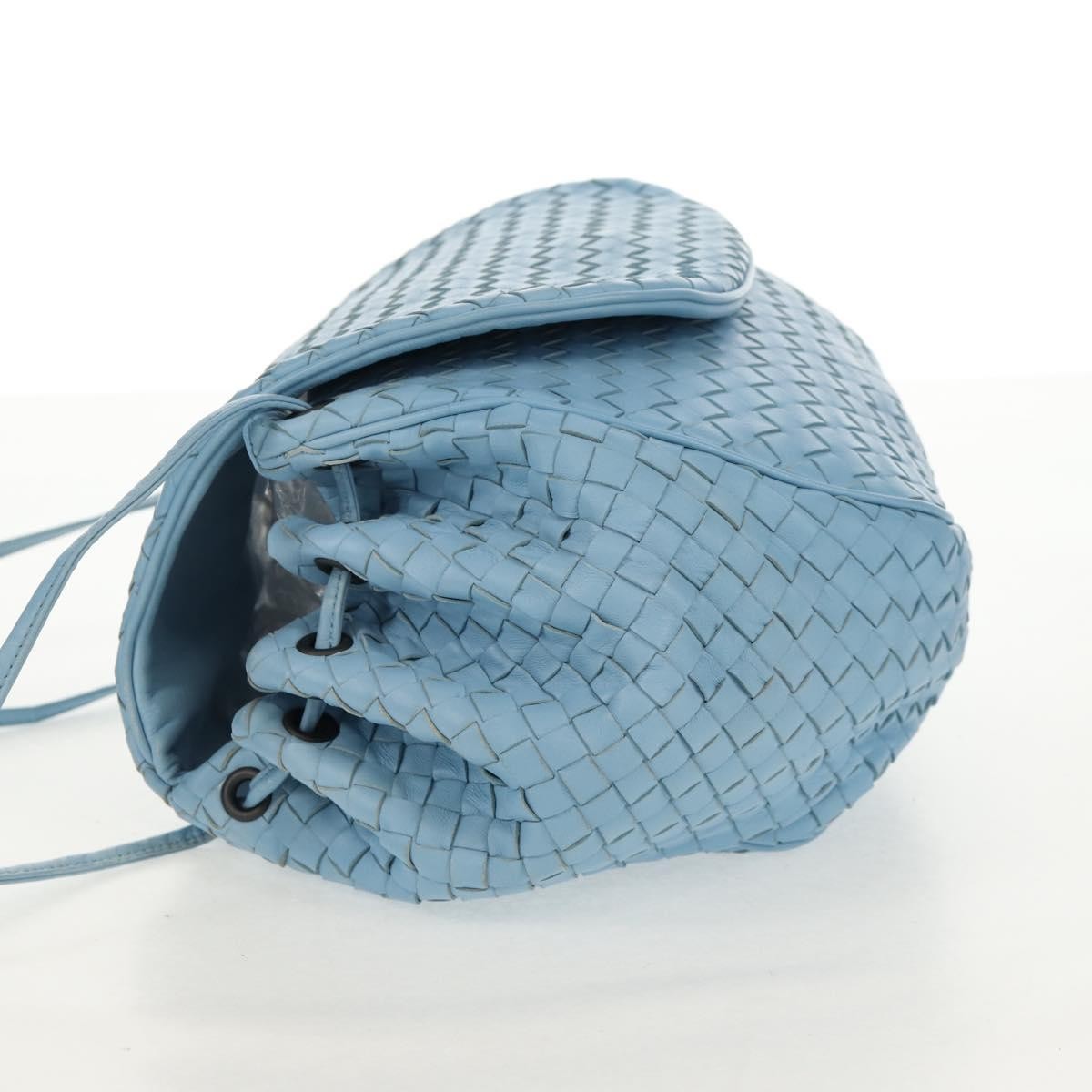 Bottega Veneta Intrecciato Shoulder Bag Leather Blue Leather Shoulder Bag Bag (Pre-Owned)