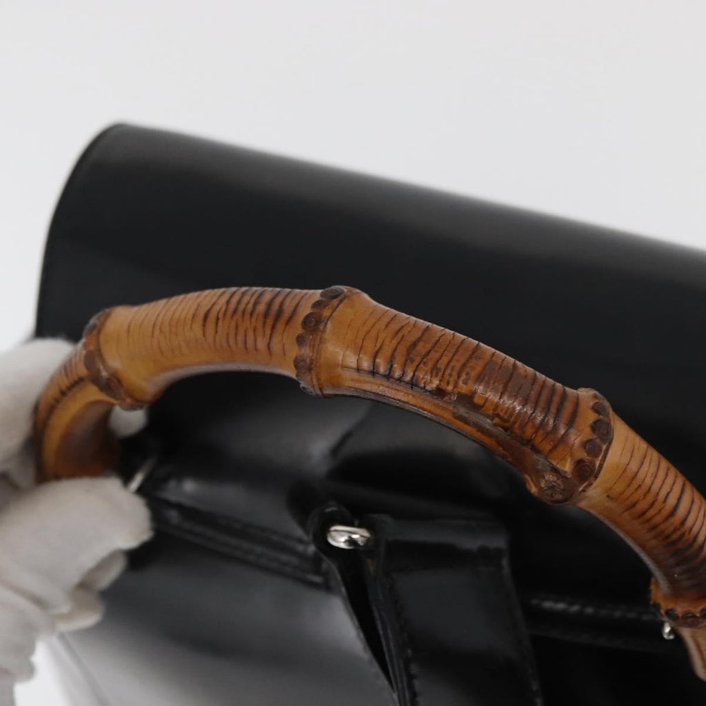 Gucci Vintage Bamboo Backpack Patent Leather Black Patent_Leather Backpack Bag (Pre-Owned)