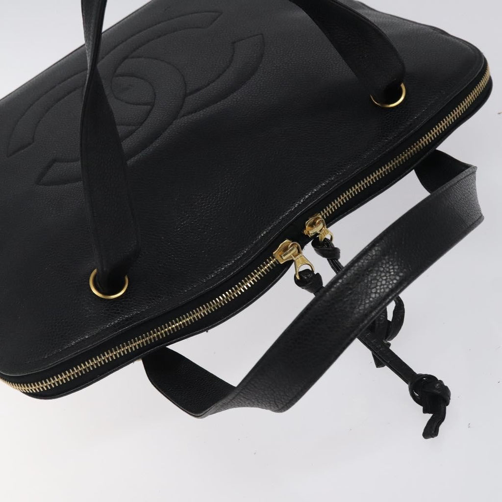 Chanel Vintage Cc Dome Bag Caviar Black Calfskin Handbag (Pre-Owned)