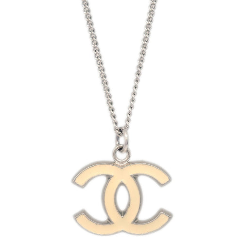Chanel Cc Logo Pendant Necklace Metal Silver Silver_Plated Necklace Jewelry (Pre-Owned)