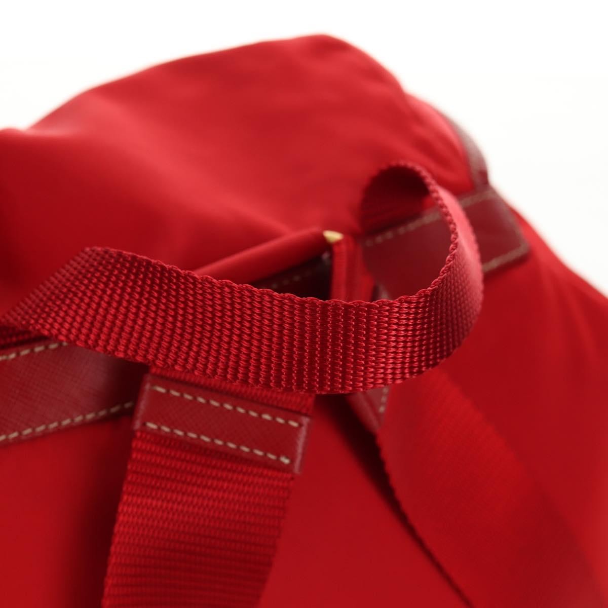Prada Vela Double Front Pocket Backpack Tessuto With Saffiano Leather Red Nylon Backpack Bag (Pre-Owned)