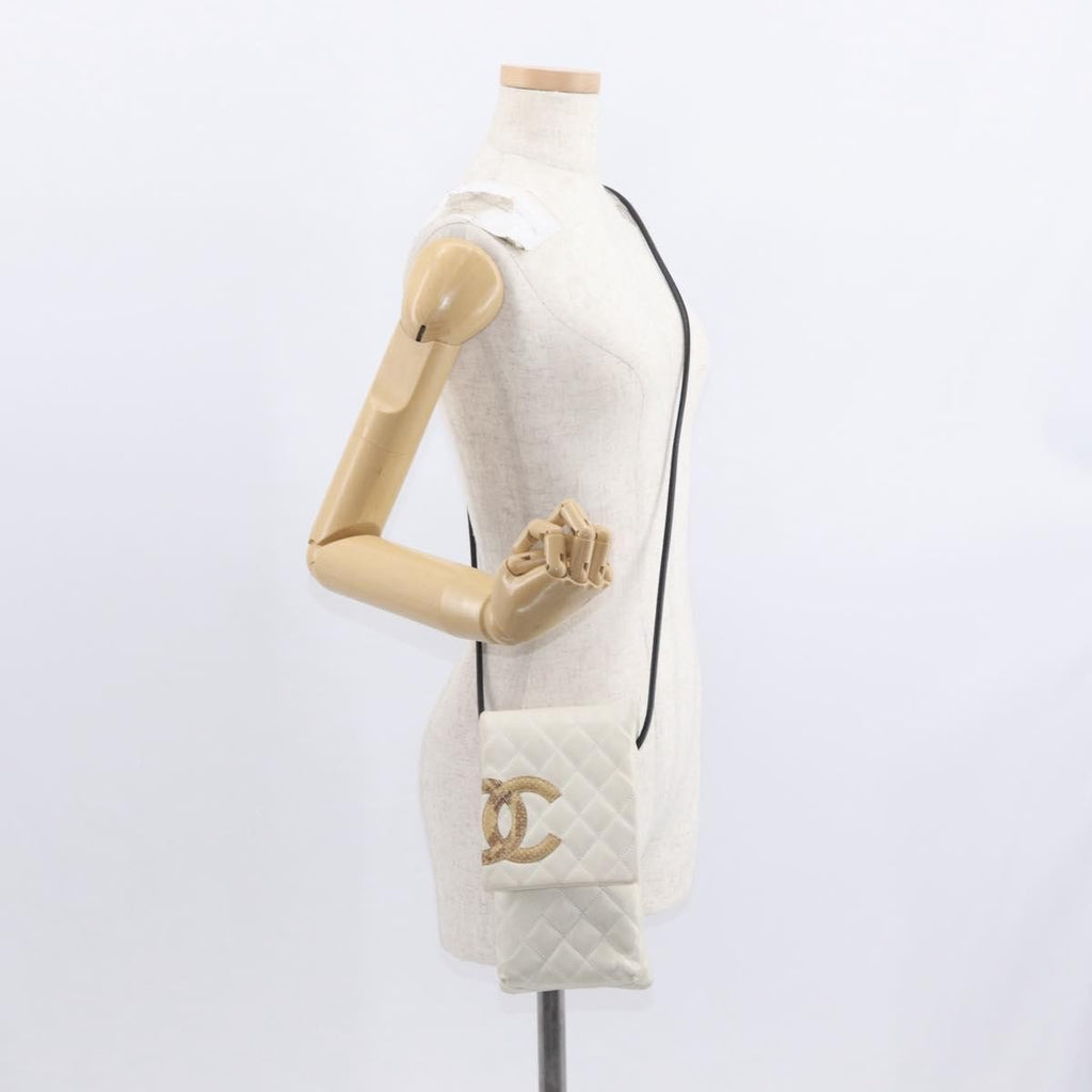 Chanel Cambon Flap Crossbody Bag Quilted Lambskin White Leather Shoulder Bag Bag (Pre-Owned)