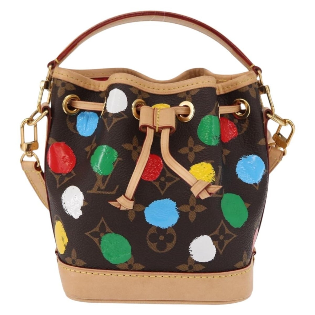 Louis Vuitton Noe Handbag Yayoi Kusama Painted Dots Monogram Canvas Brown Canvas Handbag (Pre-Owned)