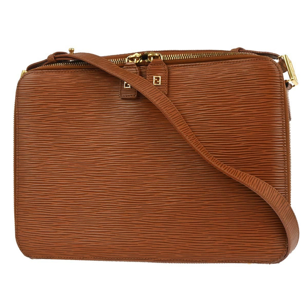Fendi Vintage Shoulder Bag Leather Brown Leather Shoulder Bag Bag (Pre-Owned)